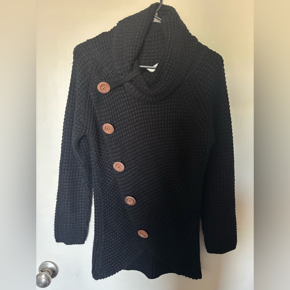 Black Button-Up Women's Sweater